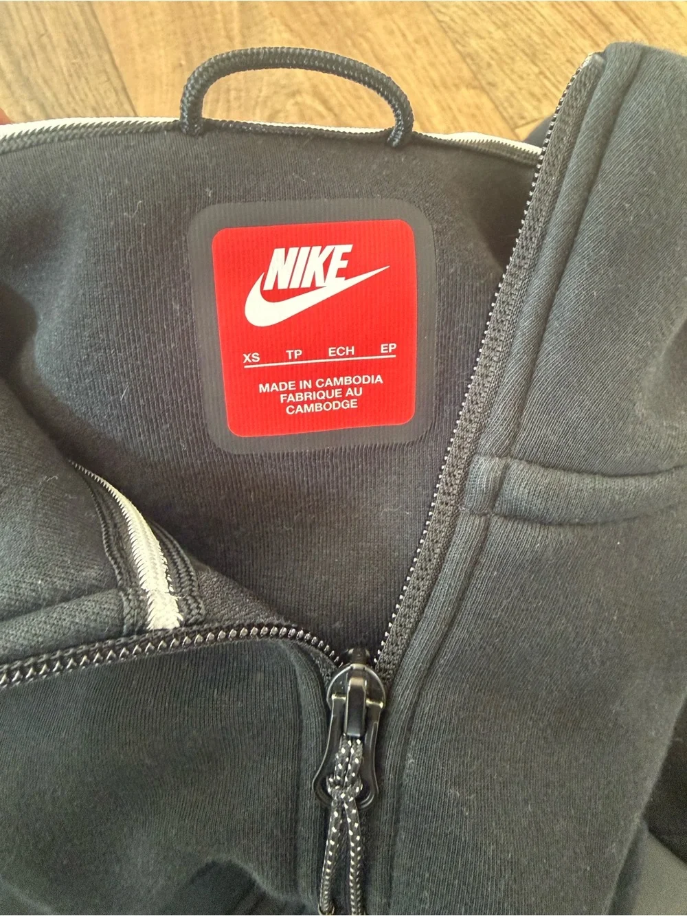 Nike Tech Black Hooded Zip-Up Fleece Jacket